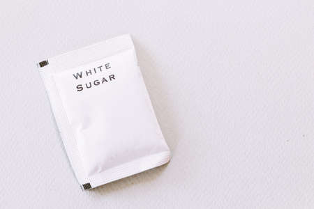 White sugar bag on white backgroundの写真素材