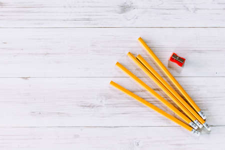 Pencil with sharpening shavingsの写真素材