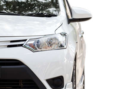 White car isolated on white backgroundの写真素材