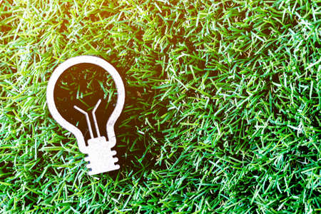 Lamp on green grass background の写真素材