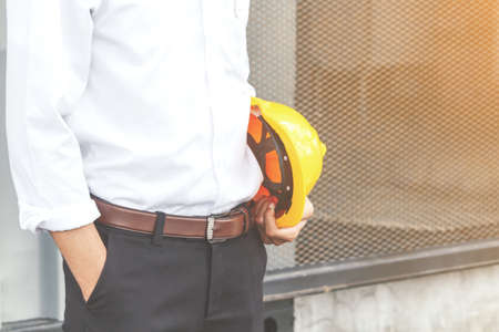 The engineering and a helmet for safety の写真素材