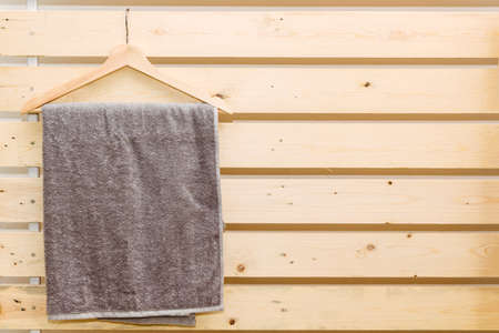 Towels on wooden backgroundの写真素材