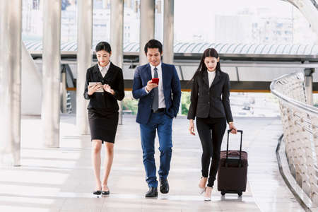 Group of  business team walking at streetの写真素材