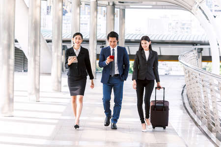 Group of  business team walking at streetの写真素材