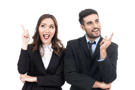 Businessmen and businesswomen thinking isolated on whiteの写真素材