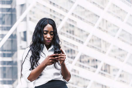 African american woman use smartphone