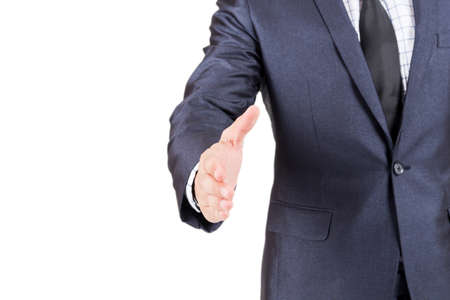 Businessman offering handshake isolated on white backgroundの写真素材