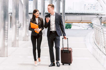 Image two business partners talking and working together.Business conceptの写真素材