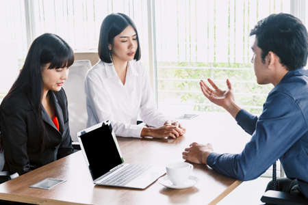 Group of business  talking and working with new startup project at office. Business conceptの写真素材