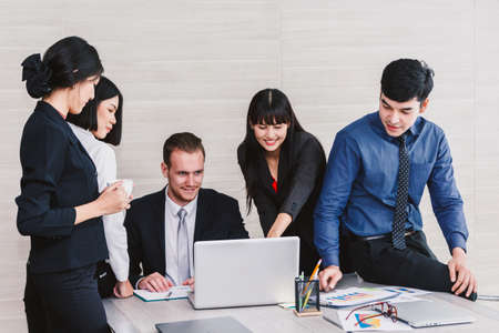 Group of business  talking and working with new startup project at office. Business concept