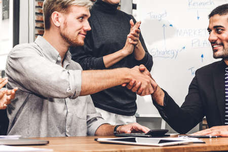 Success of handshake business partners.Partnership approval and thanks gesture conceptの写真素材