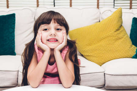 Portrait of little cute girlの写真素材