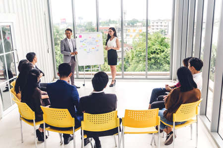 Group of casual business meeting and discussing with laptop computer.creative business people...