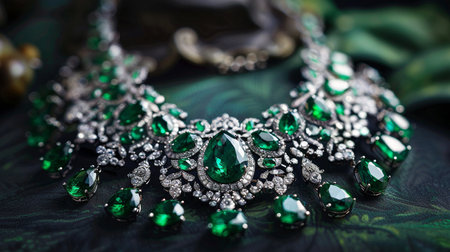 jewelry on a dark green background close-up macro photoの素材