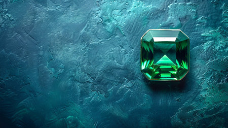 Emerald on a dark blue background. 3d rendering, 3d illustration.の素材