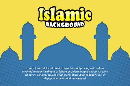 vector illustration islamic template with cartoon comic pop art style. can be used for design purposes, for example backgrounds, website, greeting cards, banners, social media posts, promotions etc.のイラスト素材