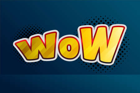 wow comic with dot halftone on vintage blue backgroundのイラスト素材
