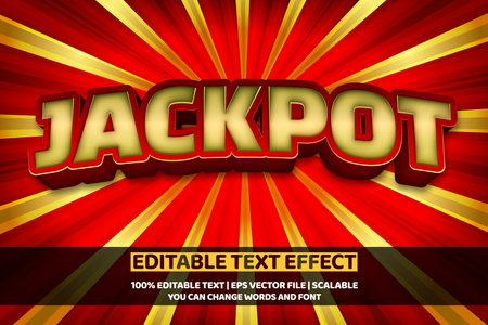 Jackpot Text with Sunburst Background. Editable Text Style Effectのイラスト素材