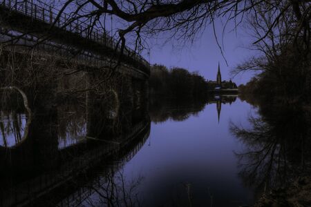 Shot of the river Tay at nightの写真素材