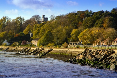 A shot of Pretty Autumn coastline in Culross Scotlandの写真素材