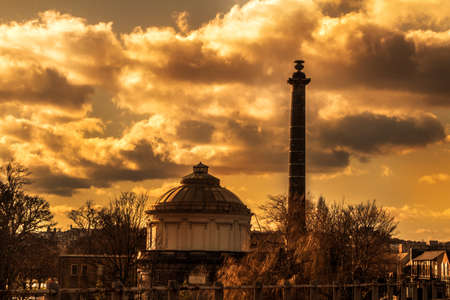 A shot of a dramatic sky over a museum on Perth Scotlandの写真素材