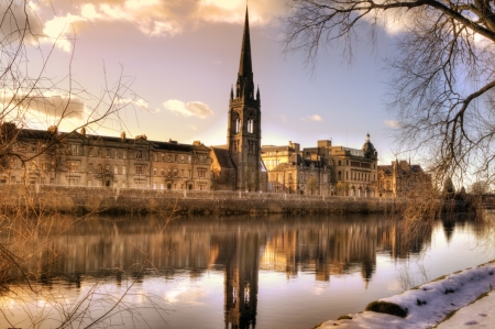River Reflection on the River Tay in Scotlandの写真素材