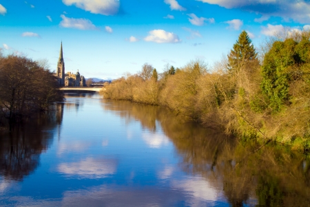 A shot of the River Tay in Scotlandの写真素材