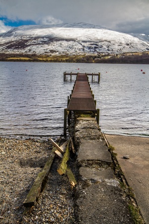 Shot of a  Pier at Lochernhead in Scotlandの写真素材