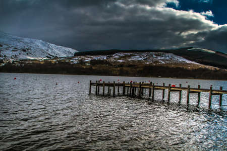 A View of Lochernhead in Scotland at nightの写真素材