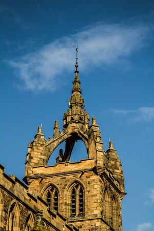 Close shot of a Church Steeple in Perth Scotlandの写真素材