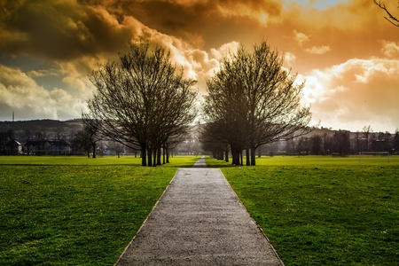 Shot of a Pretty Pathway in Perth Scotlandの写真素材
