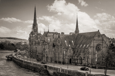 A shot of Perth by the River Tay in Scotlandの写真素材