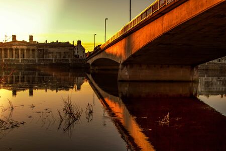 A beautiful sunset on bridge in Perth Scotlandの写真素材