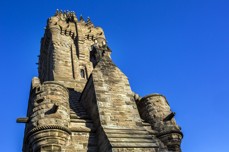 Side view of the Wallace Monument Landmark in Scotlandの写真素材