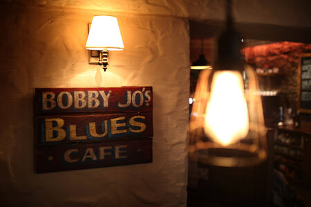 Moody Blues poster in a coffee Houseのeditorial素材