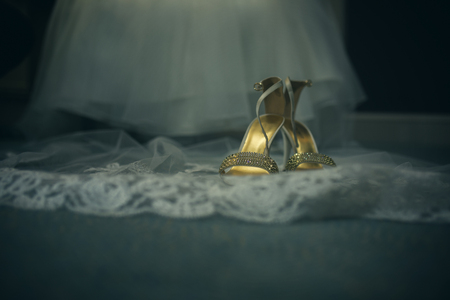 Abstract wedding dress and shoesの写真素材