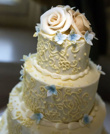 A shot of a delicious wedding cakeの写真素材