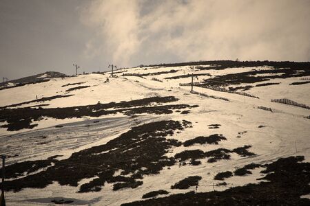 Cold mountain snowy ski sceneの写真素材