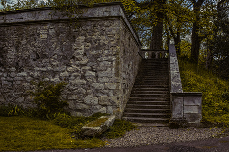 A shot of a stone staircaseの写真素材