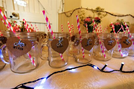 A shot of cute cups and fancy strawsの写真素材