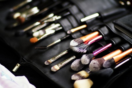 Shot of Make-up brushes at a weddingの写真素材