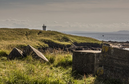 Large stones at Elie Coastline, Fife Scotlandの写真素材
