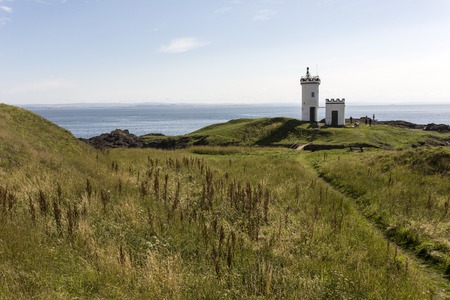 Elie Lighthouse in Fife Scotland on a suny dayの写真素材