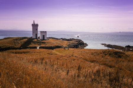 Elie Lighthouse in Fife Scotland on a suny dayの写真素材