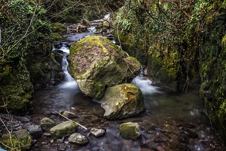Shot of a rocky River in Alva Glen Scotlandの写真素材