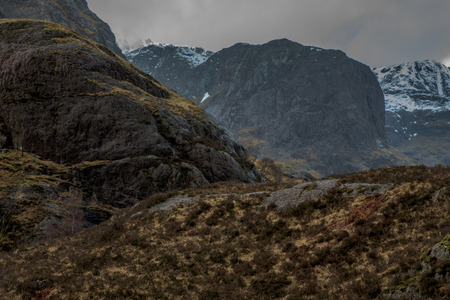 Close shot of Glencoe mountain in Scotlandの写真素材