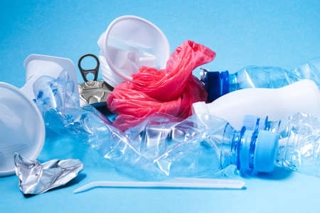 Close up image of a recycling plastic. Zero waste concept.の写真素材