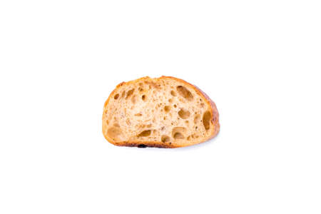 A piece of white bread isolated on a white background. Top view.の写真素材