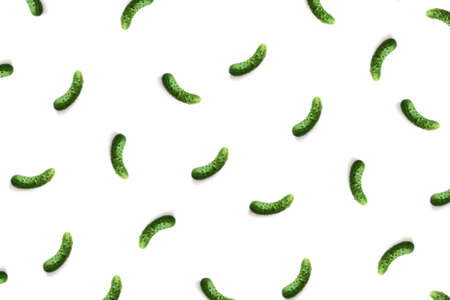 Pattern of cucumbers isolated on white background. Flat lay.の写真素材