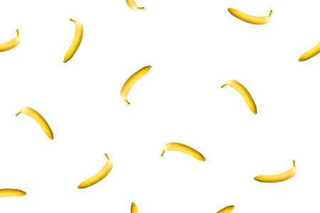 Pattern of bananas isolated on white background. Flat lay.の写真素材